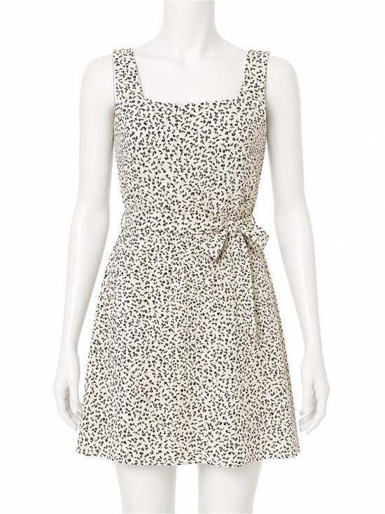 Old Navy Dresses & Skirts - Old Navy Floral Tie Waist Dress Women’s Size Small White Black Floral Mini Dress